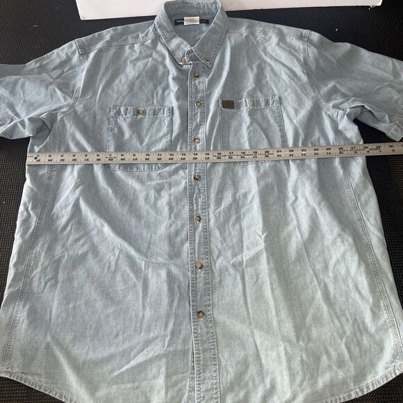 Wrangler Riggs Workwear Button Down Shirt Short Sleeve‎ Blue Size 3XT Denim - Picture 5 of 6